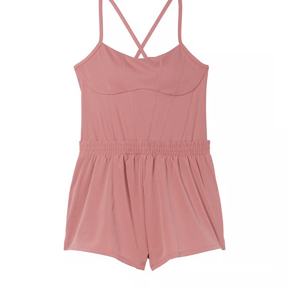 PINK NWT Strappy Romper with two hidden side pockets